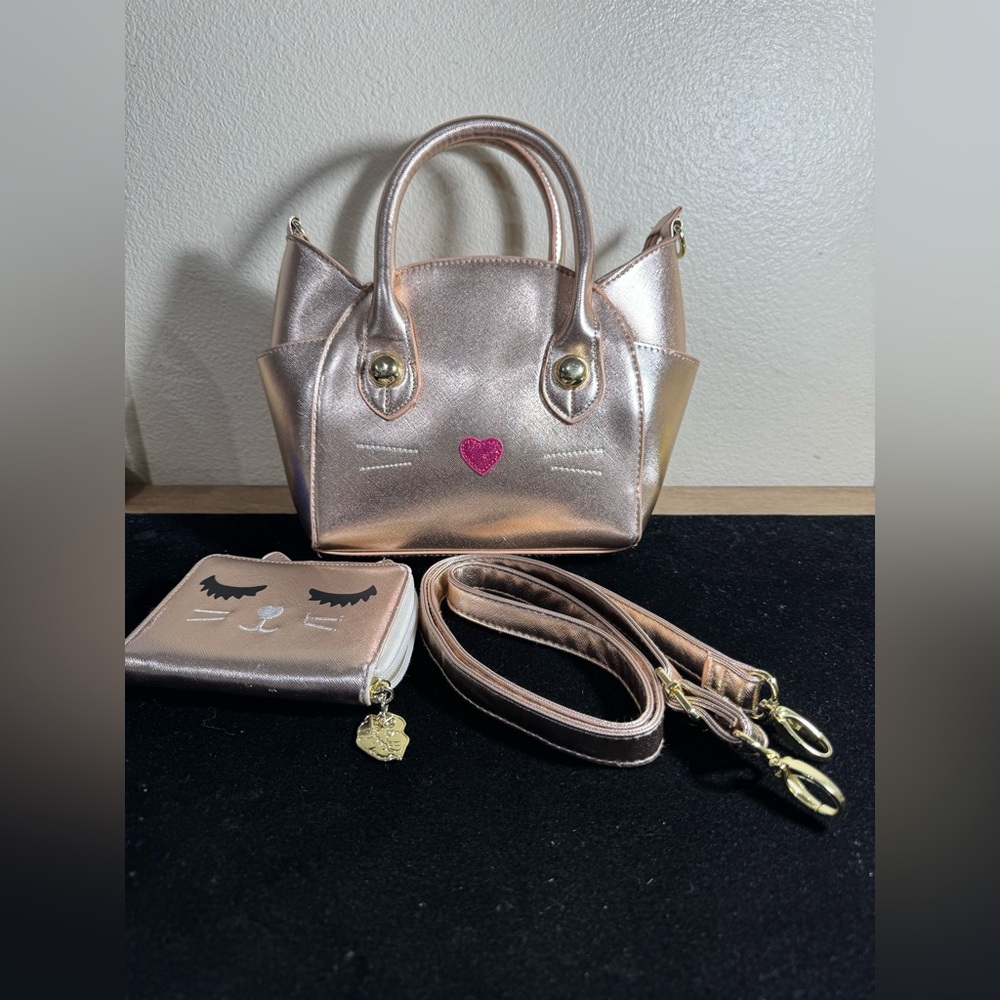Betsey Johnson Rose Gold Cat Mini Bag Set